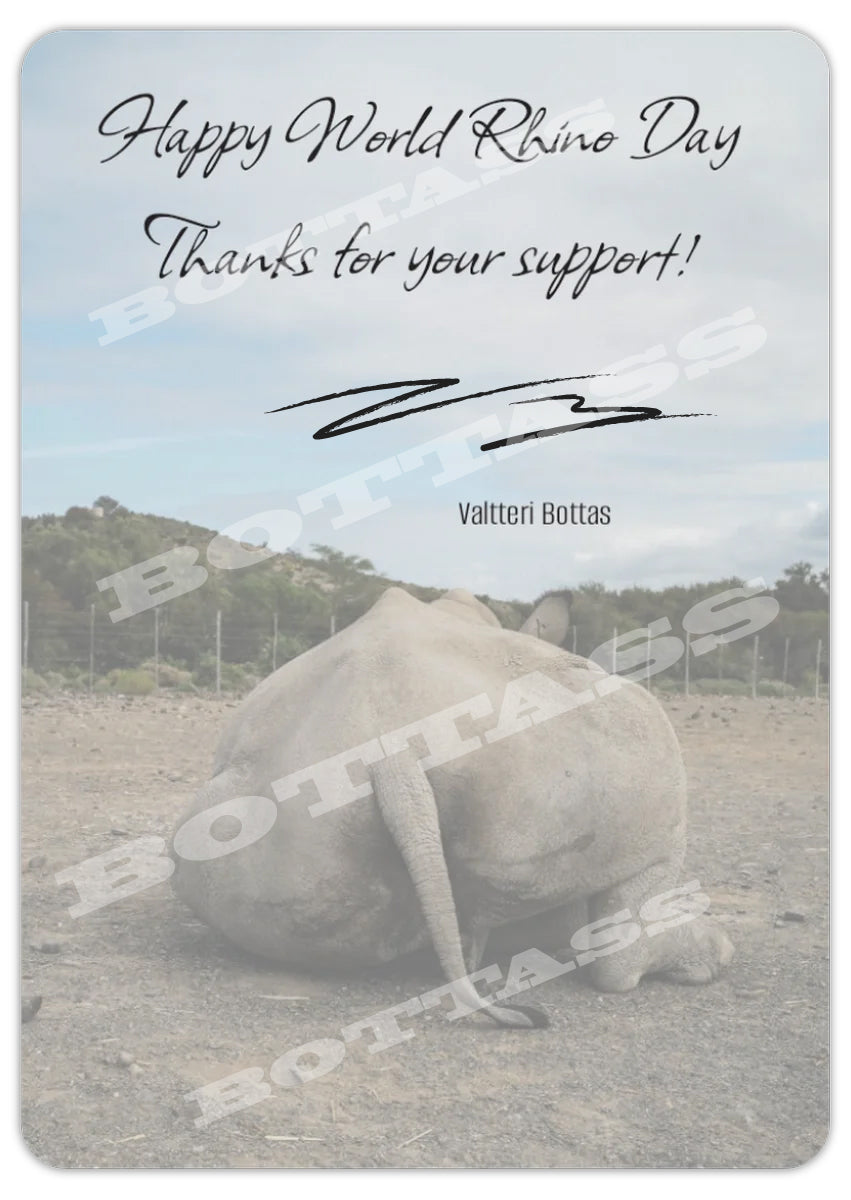 BOTTASS X Save The Rhinos Signed Postcard - SINGLE CARD